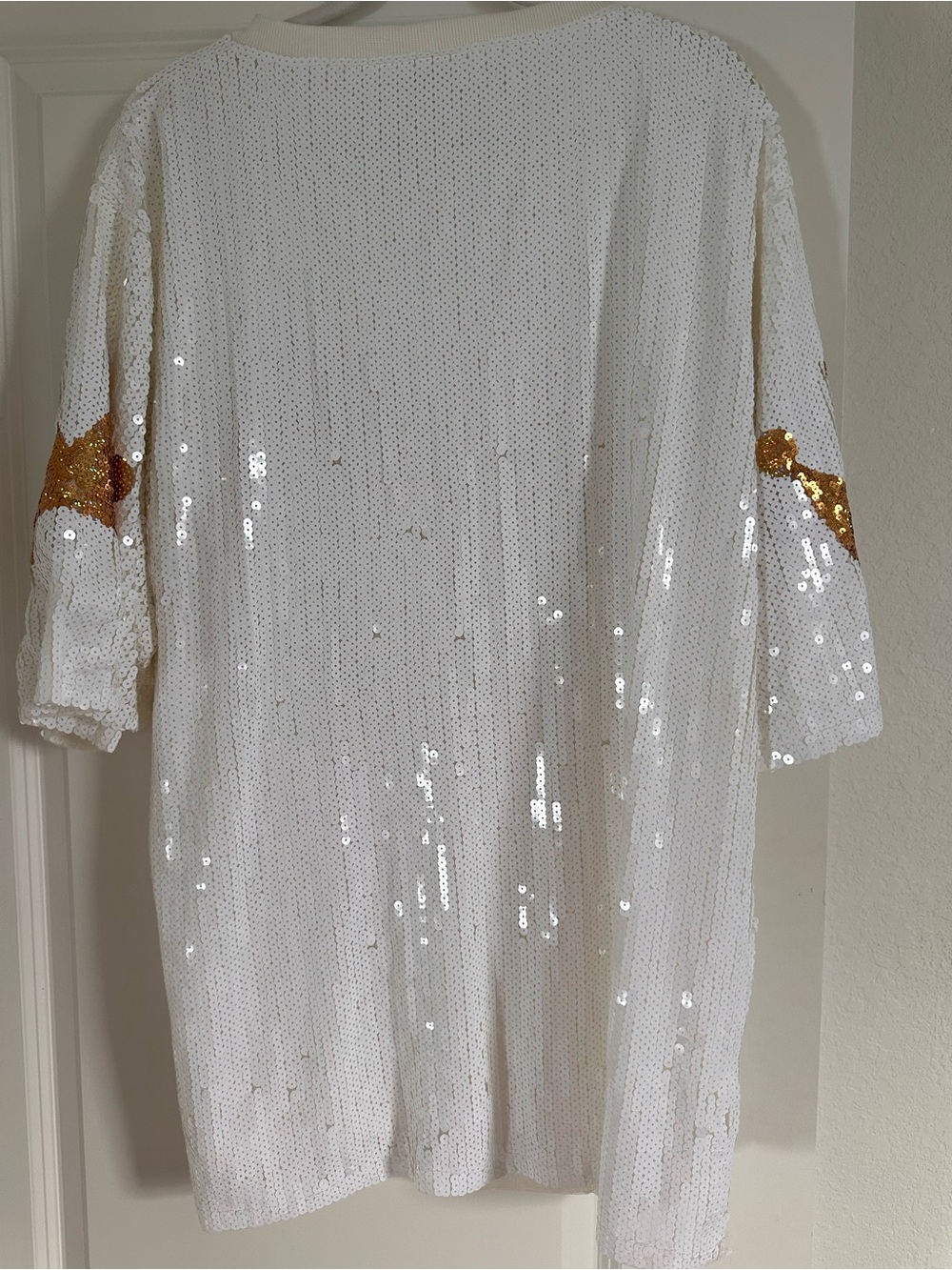 White "Birthday Queen" Sequin Party shirt dress - Picture 5 of 7